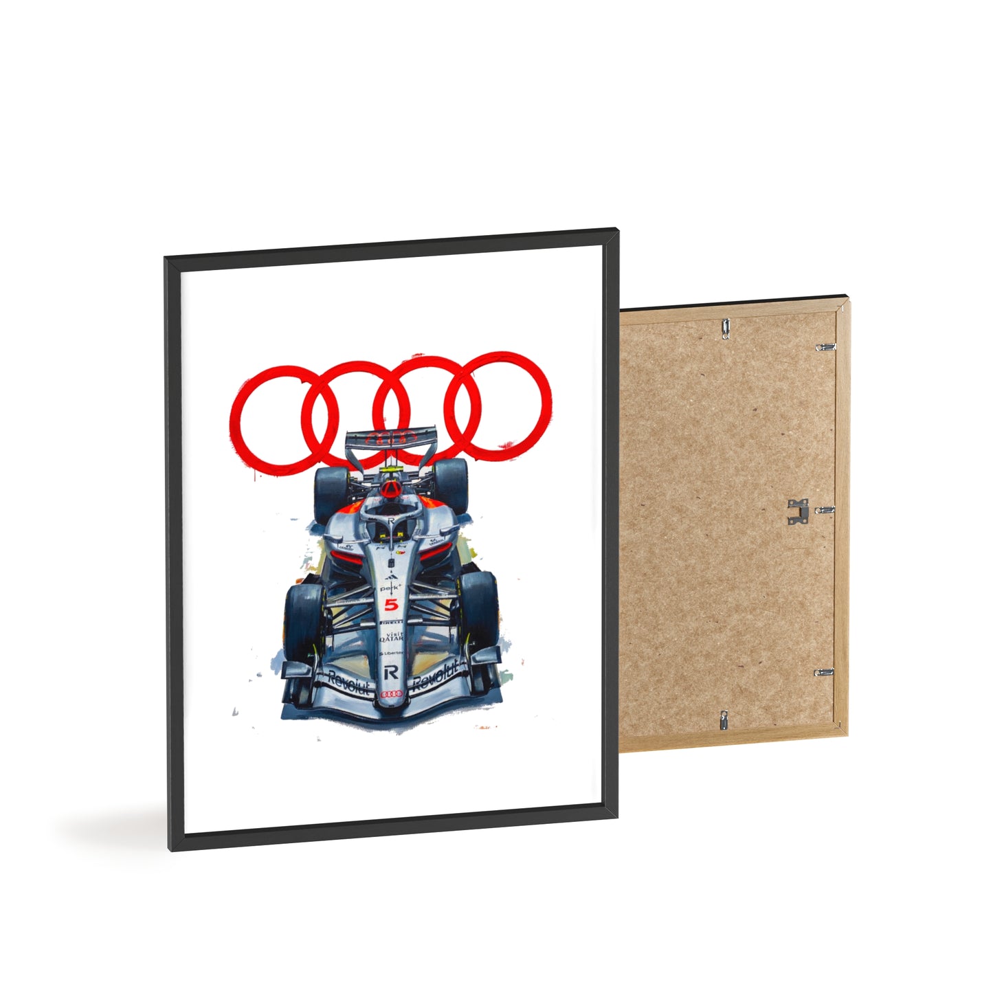 Audi R26 F1 Car Design | Poster with Wooden Frame