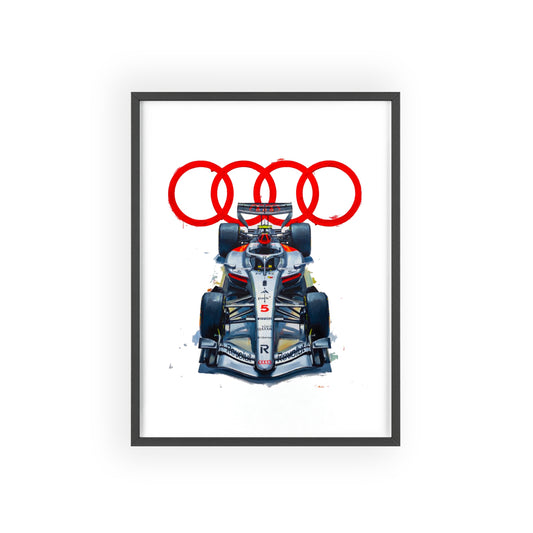 Audi R26 F1 Car Design | Poster with Wooden Frame